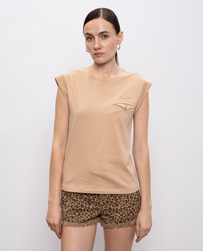 Twinset Beige top with logo embroidery 261TT2200