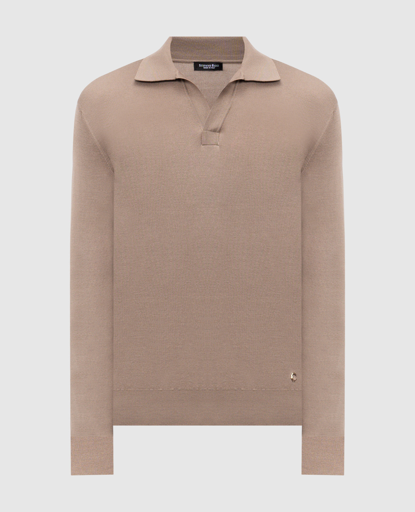Brown silk polo shirt Stefano Ricci