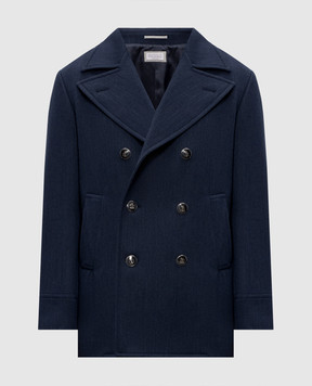 Brunello Cucinelli Blue double-breasted wool and cashmere coat MV45870265