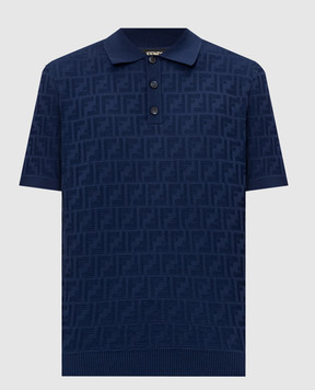 Fendi Blue polo shirt with woven pattern FZC162AUW0