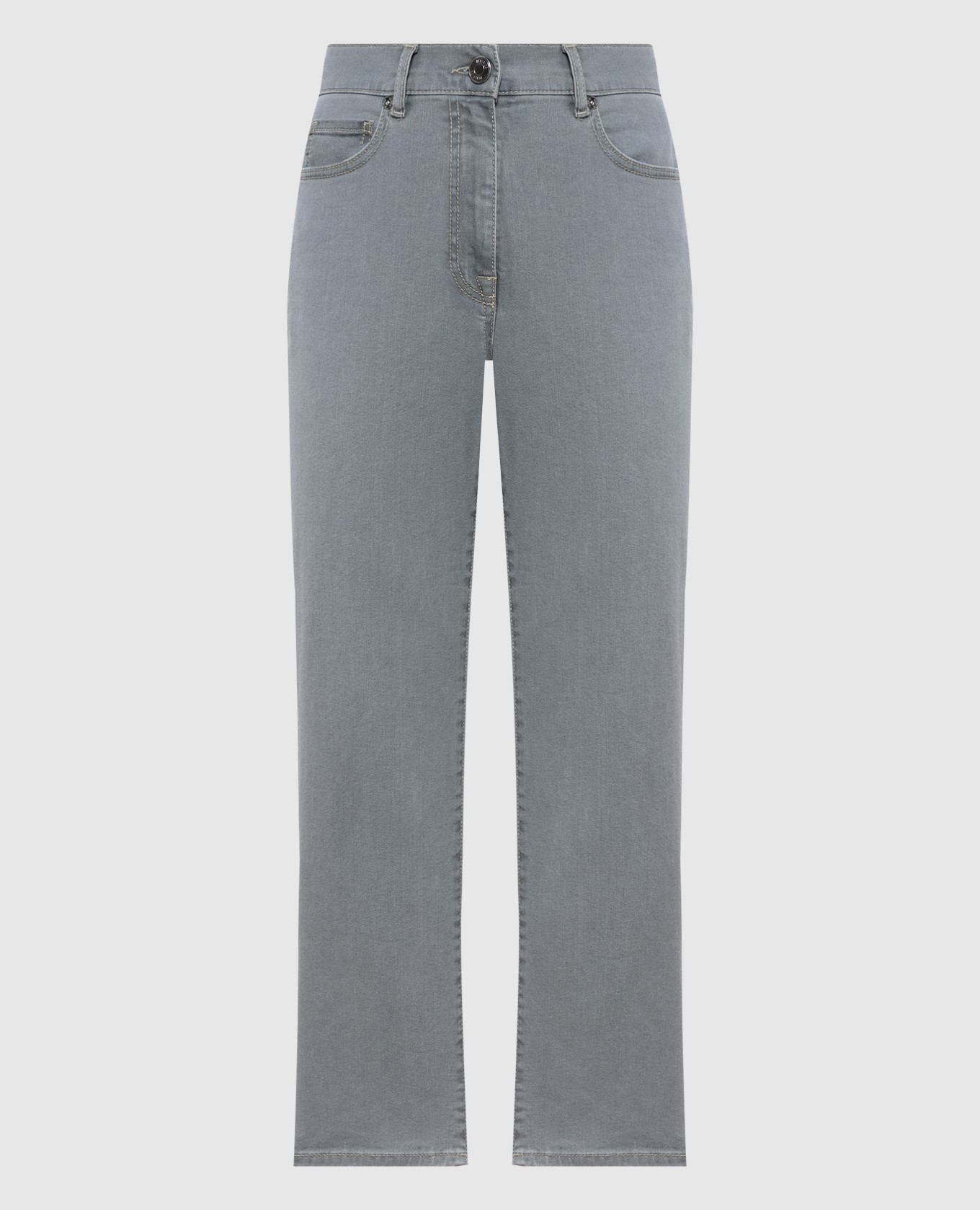 Grey jeans with logo plate