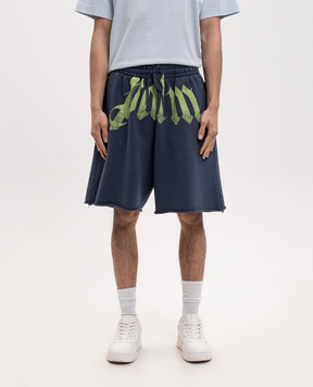 Palm Angels Blue shorts with logo print PMCI02CS26FLE001