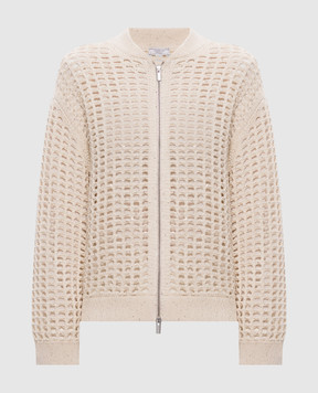 Peserico Beige openwork cardigan with sequins A99077F0709110