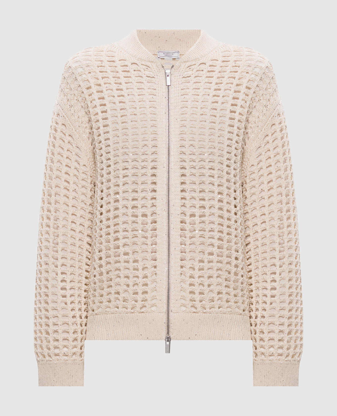 Beige openwork cardigan with sequins