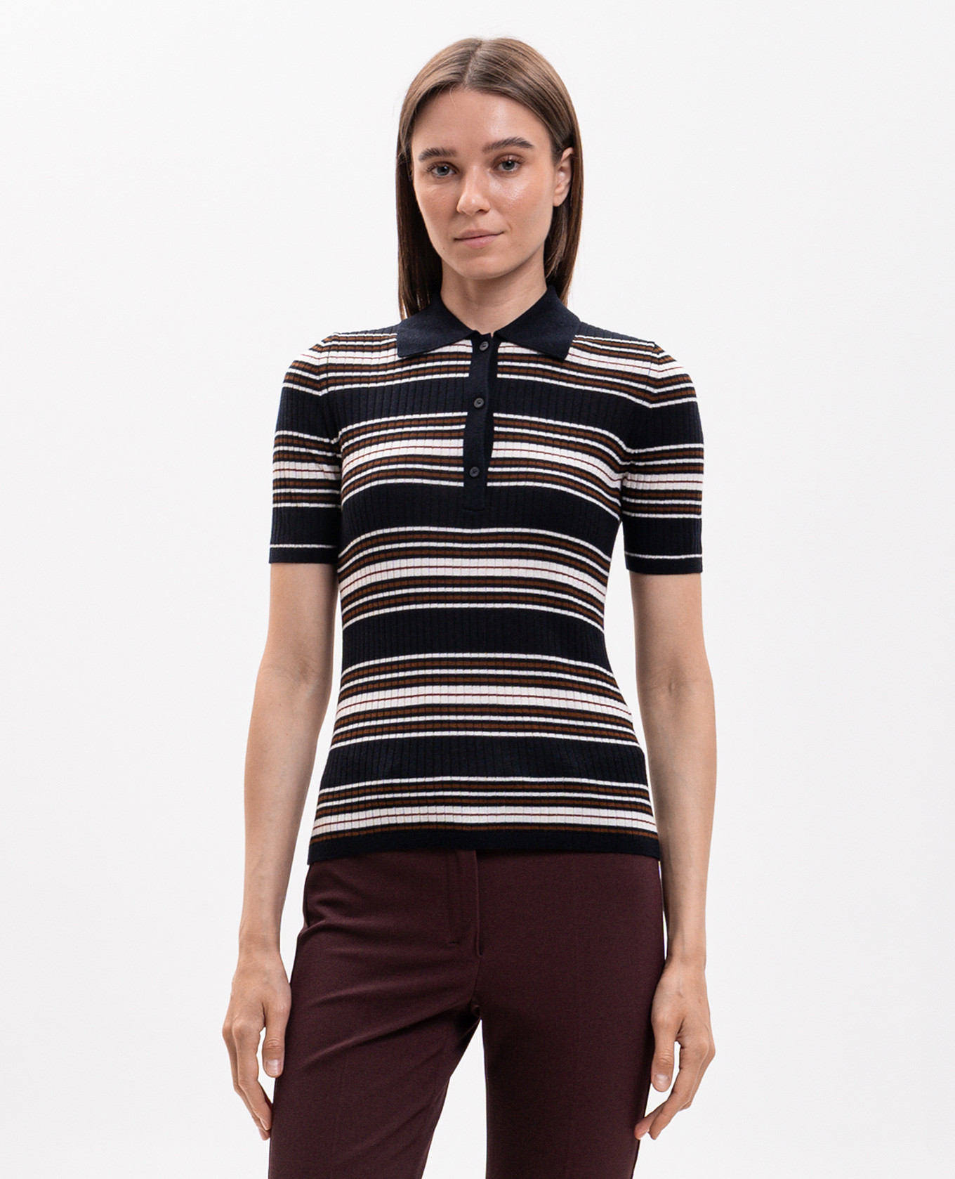 

TALLERO navy striped silk and wool top Max Mara, Blue