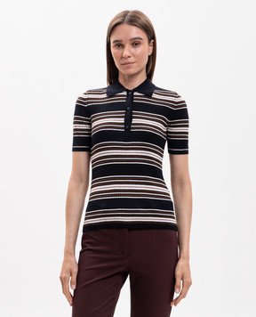Max Mara TALLERO navy striped silk and wool top MSTTALLERO