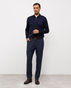 Stefano Ricci Blue wool trousers with emblem M1T5300161W610