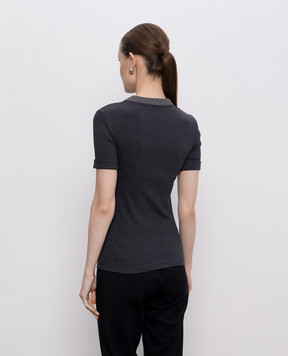 Peserico Gray ribbed T-shirt with lurex A06840J0B5669