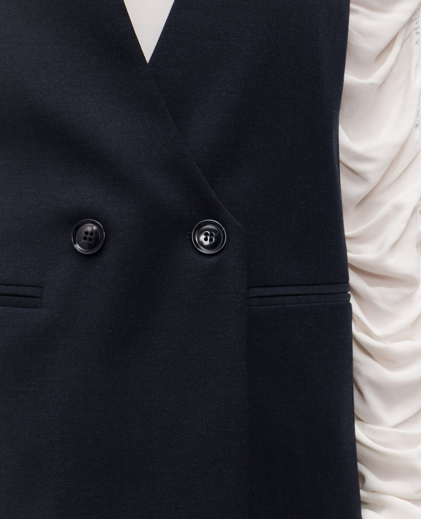 Blue double-breasted wool vest with logo Twinset 5