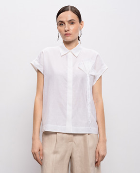 Peserico White silk blouse with applique E0603300Q308372