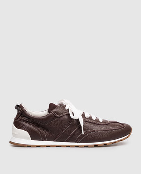 Brunello Cucinelli Burgundy leather sneakers with a monil chain MZDKG3324P