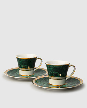 Stefano Ricci Set of green porcelain tea cups and saucers OTT002MLCH02