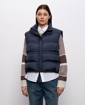 Brunello Cucinelli Blue down vest with monil chain MD5987612P