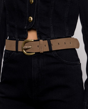 Twinset Brown suede belt with embossed logo 262TO5630