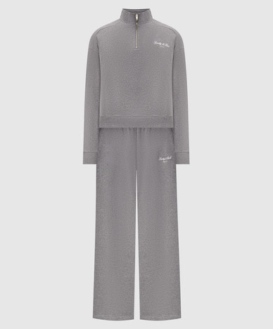 Grey insulated tracksuit with logo print