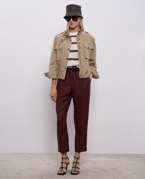 Brunello Cucinelli Burgundy linen pants MH126P8292