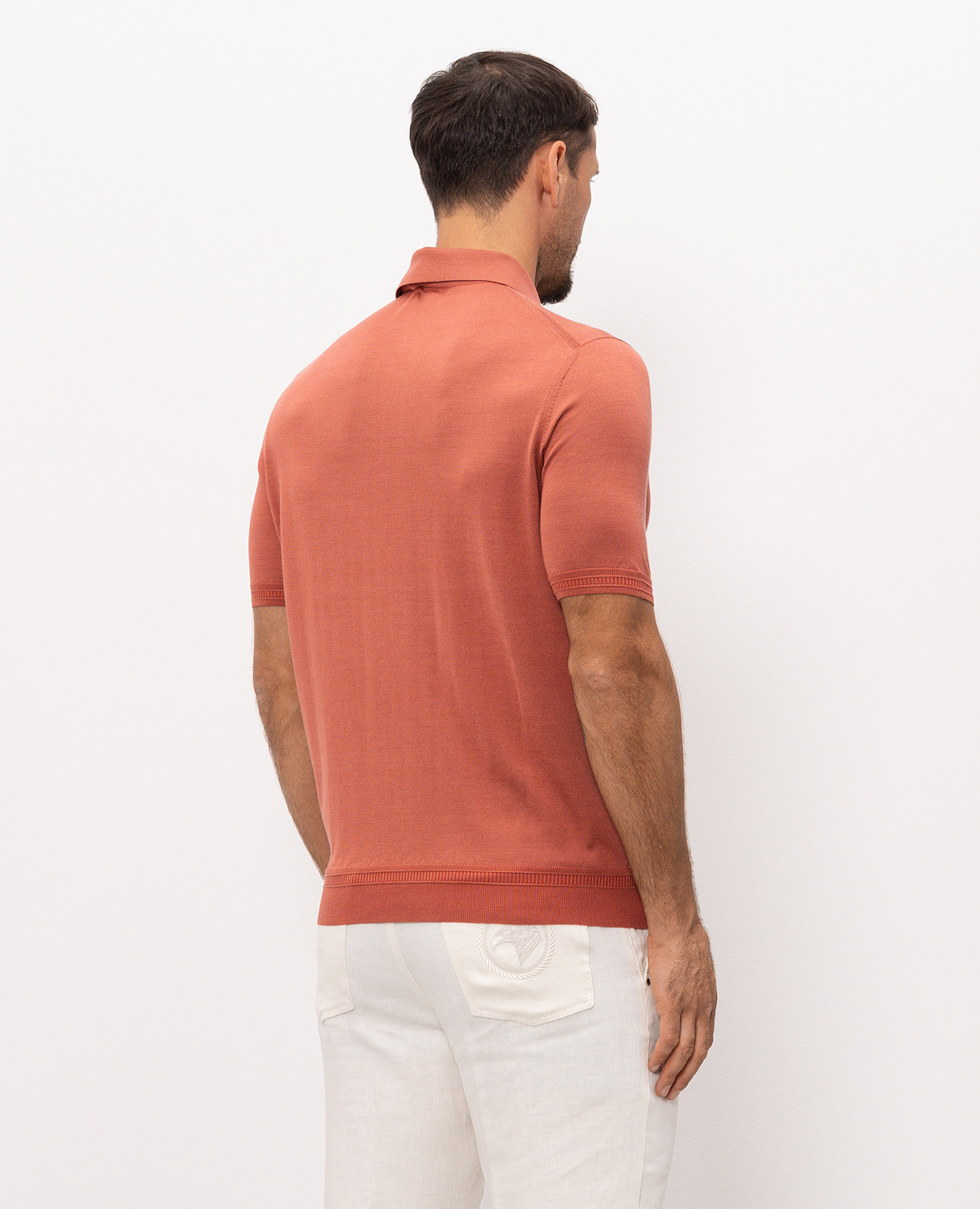 Terracotta silk polo Stefano Ricci 4