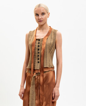 Masnada Brown linen vest 8013