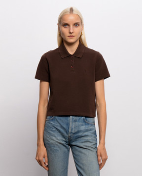 Saint Laurent Brown Cassandre polo shirt A003I4Y38EK