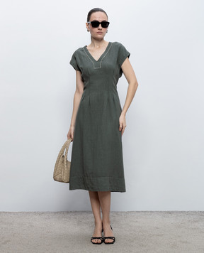 Peserico Green linen dress M02404T001617