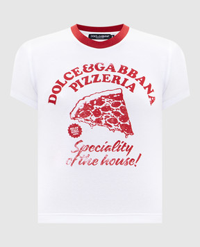 Dolce&Gabbana White T-shirt with contrasting print F8W08TGDDM8