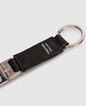 Tom Ford Black leather keychain with logo Y0428LGO033S