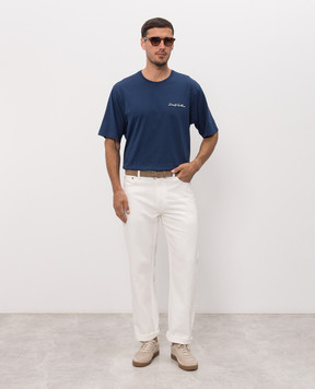 Dolce&Gabbana Blue T-shirt with embroidered logo G8PN9ZG7Q1W