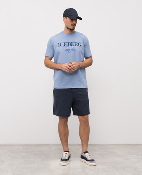 Iceberg Blue T-shirt with embroidered logo F0106325