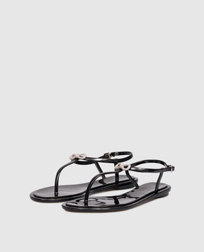 Mach&Mach Black sandals with a bow with crystals S114205GUM