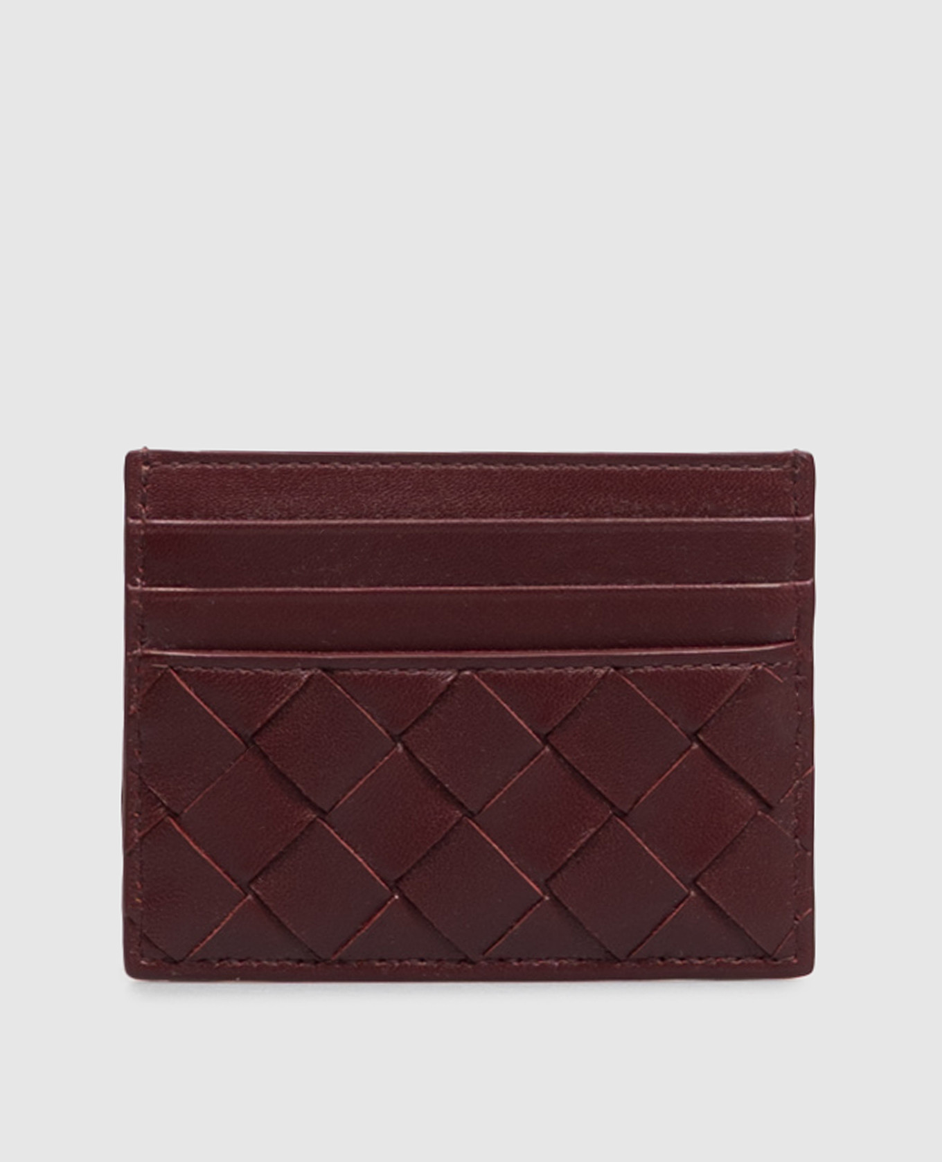Burgundy Intrecciato leather cardholder