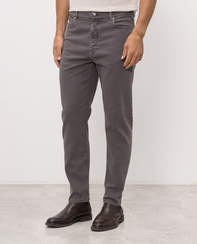 Brunello Cucinelli Grey jeans with logo patch M277PO2090