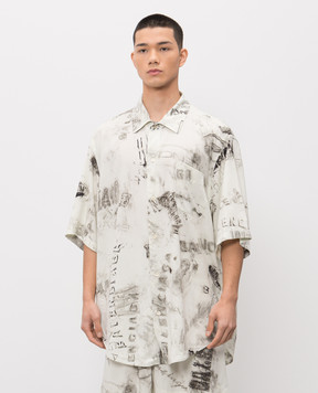 Balenciaga Ivory shirt with logo print 852334TTL78