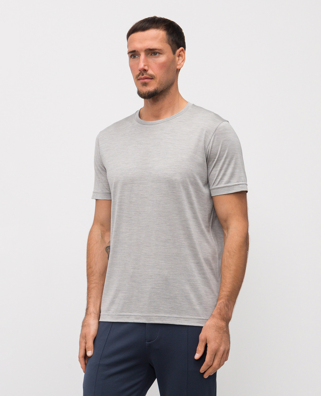 ENNO grey melange silk t-shirt Stefan Brandt 2