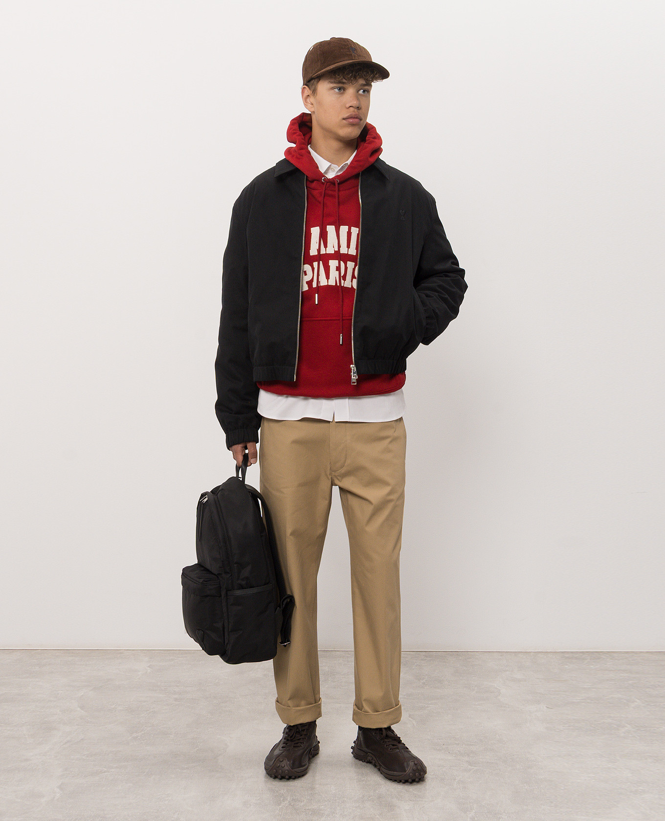 Red hoodie with logo patch Ami Paris 2