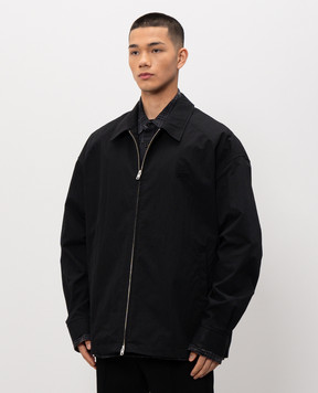 Juun.j Black double-breasted jacket with logo embroidery JC6164P085