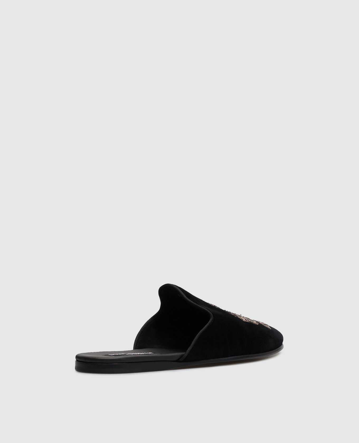 Black velvet slippers with embroidery Dolce&Gabbana 3