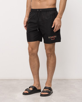 Iceberg Black logo print swim shorts ICE26MBM01