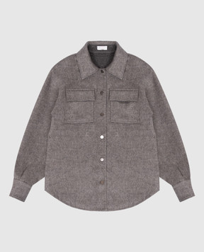 Brunello Cucinelli Children's gray wool jacket with monil chain BD565C437C