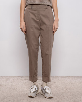 Peserico Brown pants with brand patch A04753D01037