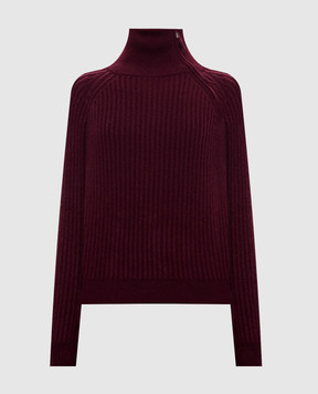 Allude Burgundy wool and cashmere sweater with zipper 26517621