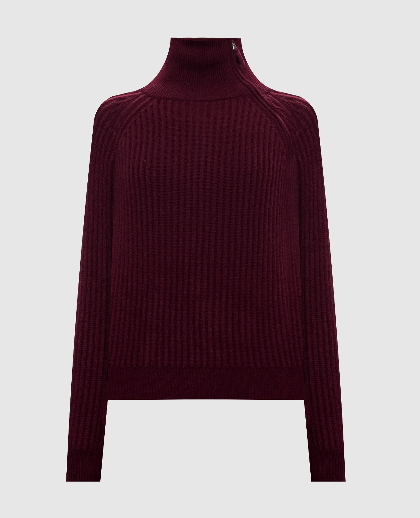 Burgundy wool and cashmere sweater with zipper