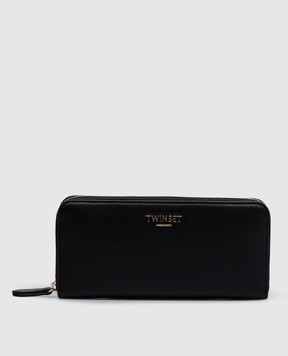 Twinset Black wallet with textured logo 262TL8030
