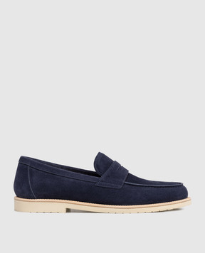 Brunello Cucinelli Blue suede loafers MZUPAIX653