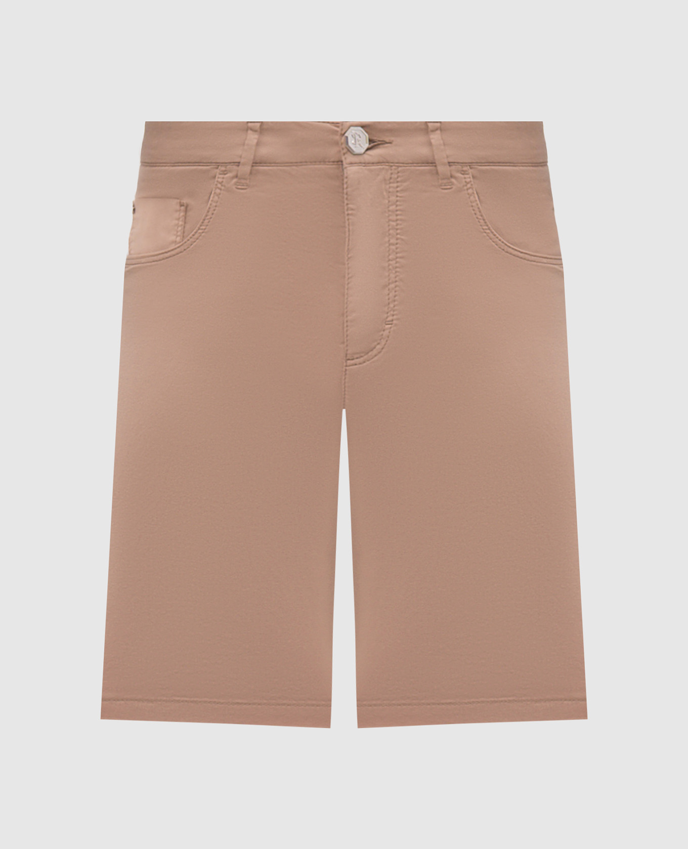 Brown shorts with embroidered monogram logo