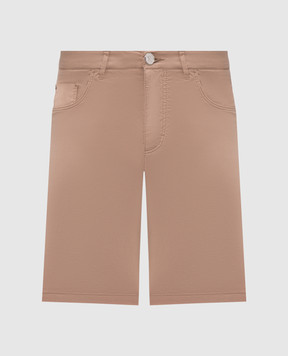 Stefano Ricci Brown shorts with embroidered monogram logo M8T6100080TFANT
