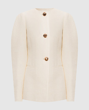 Gabriela Hearst Daelan ivory silk and wool jacket 4265176S099