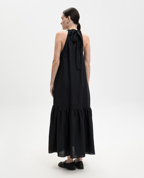 Asceno Black Ibiza linen dress D004F06C01