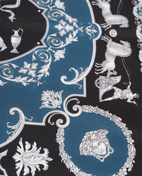 Versace Blue silk scarf with Hall of Heroes print 10016021A16811