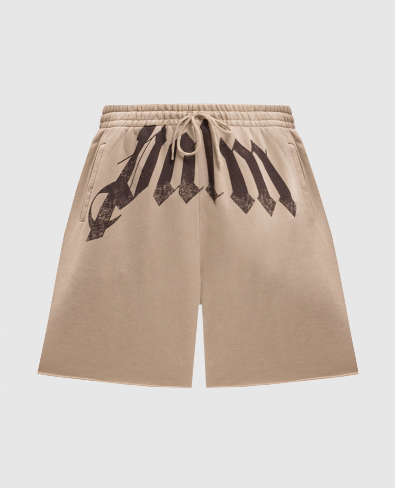 Beige shorts with logo print
