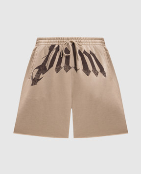 Palm Angels Beige shorts with logo print PMCI02CS26FLE001